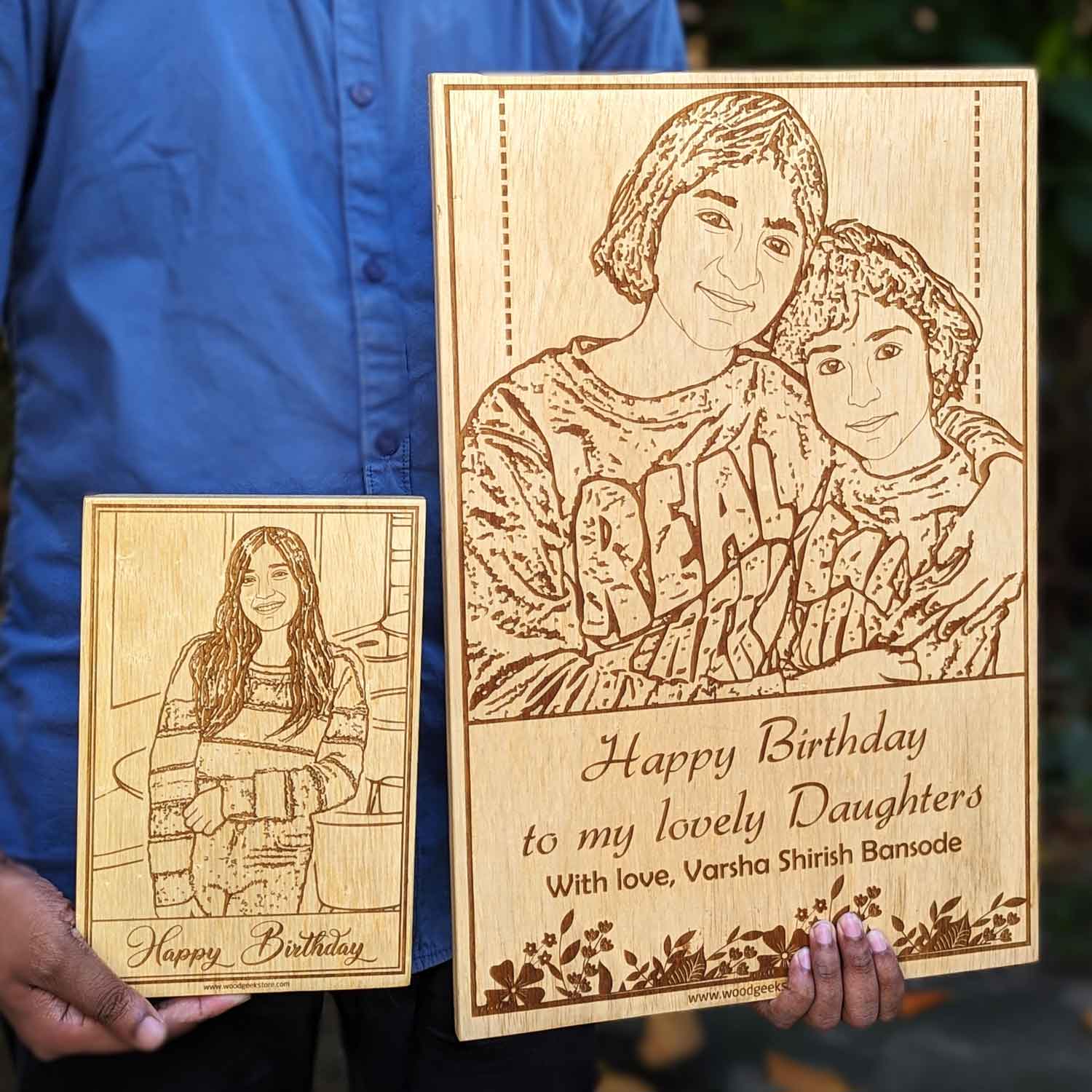 25th Birthday Gift | Personalized Family Portrait Wooden Frame - Image 2