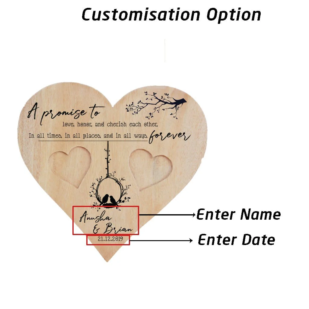 A Promise To Love Heart Ring Holder - Wooden Wedding Ring Holder & Engagement Tray - Image 3