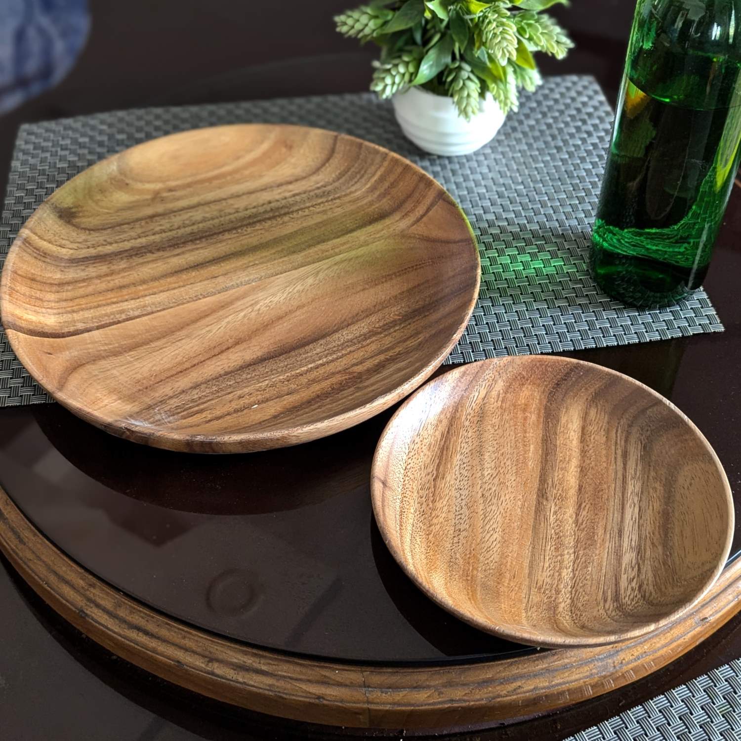 Teak Wood Dinner Plate & Quarter Plate Set | Premium Wood Serving Plate - Image 3