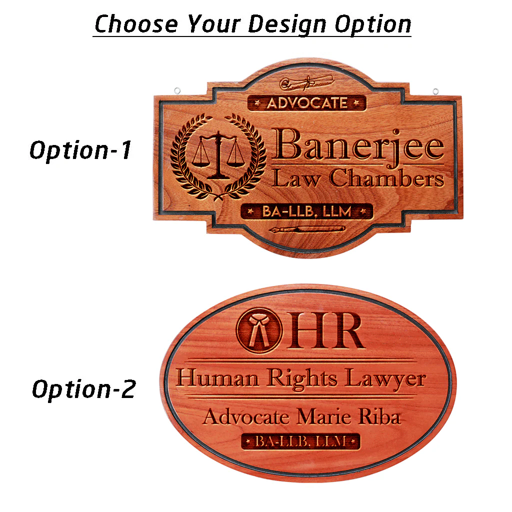Advocate Office Name Plate - Hanging Wooden Sign - Image 3