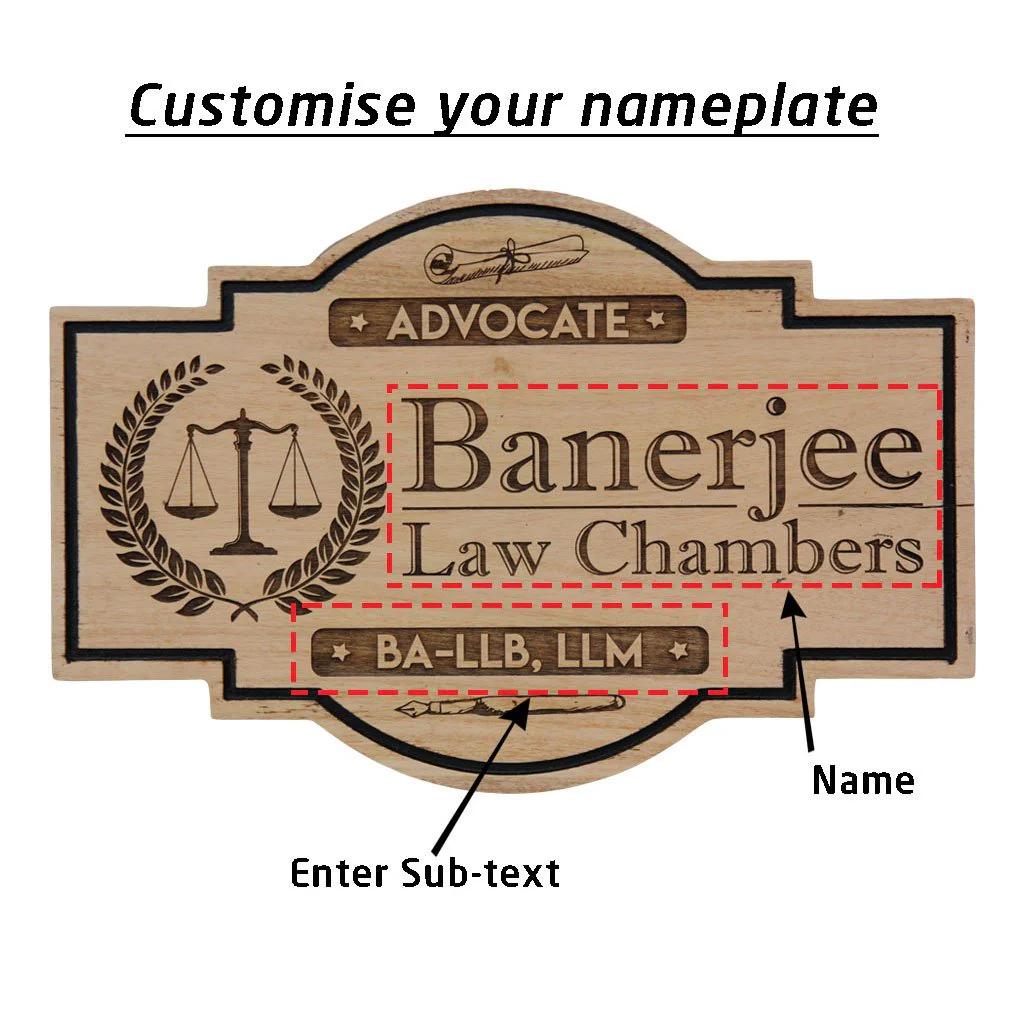 Advocate Office Name Plate - Hanging Wooden Sign - Image 4