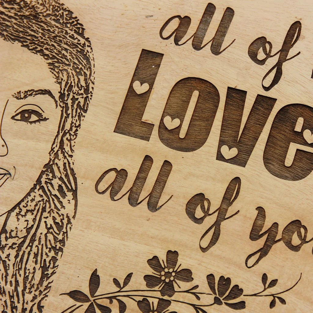 All Of Me Loves All Of You - Photo Engraved Hanging Wooden Sign - Image 2