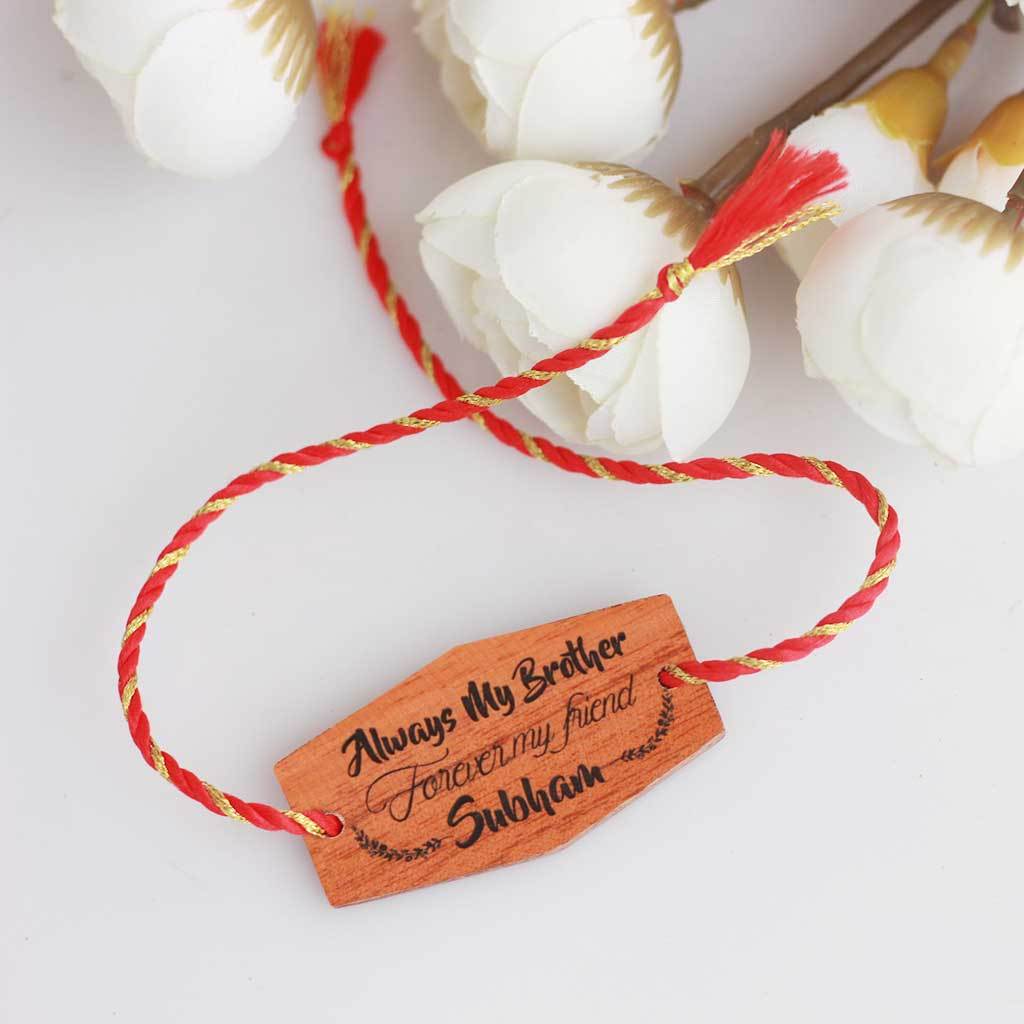 Always My Brother Forever My Friend - Personalised Wooden Rakhi & Greeting Card - Image 3