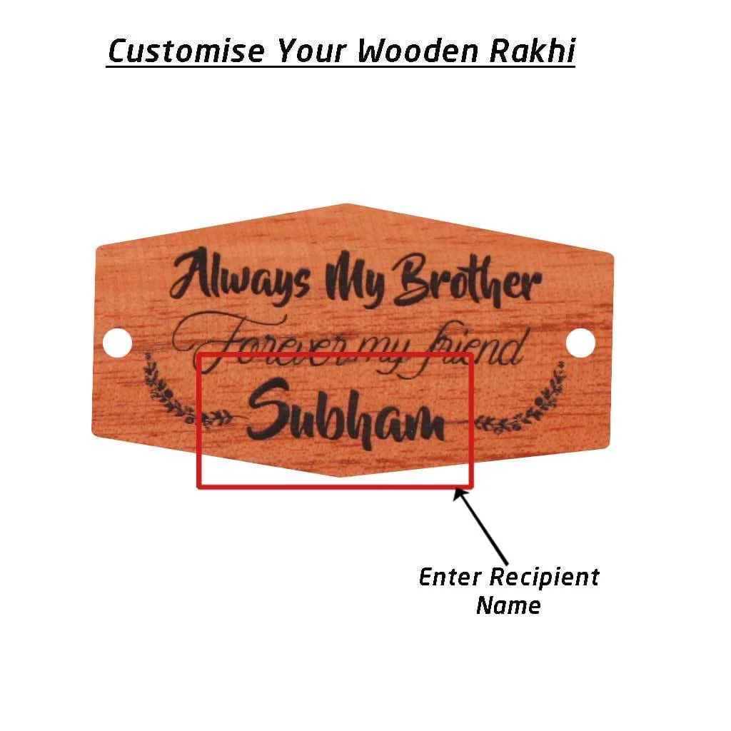 Always My Brother Forever My Friend - Personalised Wooden Rakhi & Greeting Card - Image 5