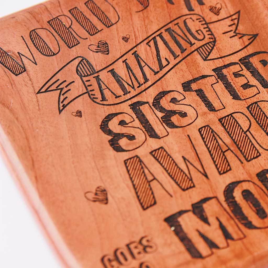 World's Most Amazing Sister Wooden Award Plaque - Image 4