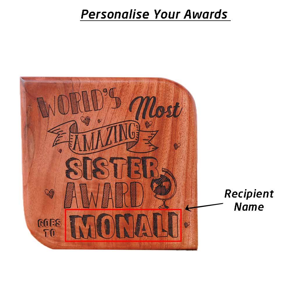 World's Most Amazing Sister Wooden Award Plaque - Image 5