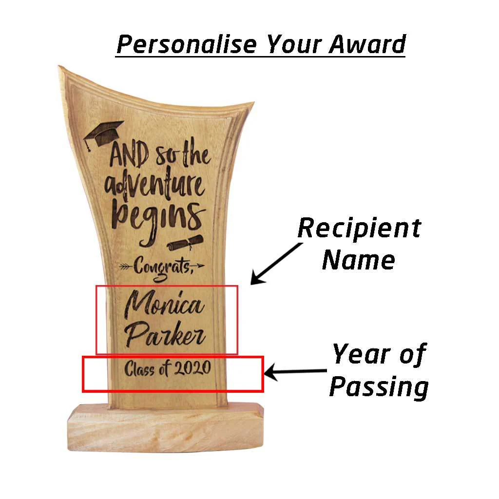 And So The Adventure Begins Wooden Award Standee - Image 4