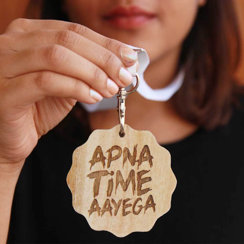 Apna Time Aayega Wooden Medal - Image 2