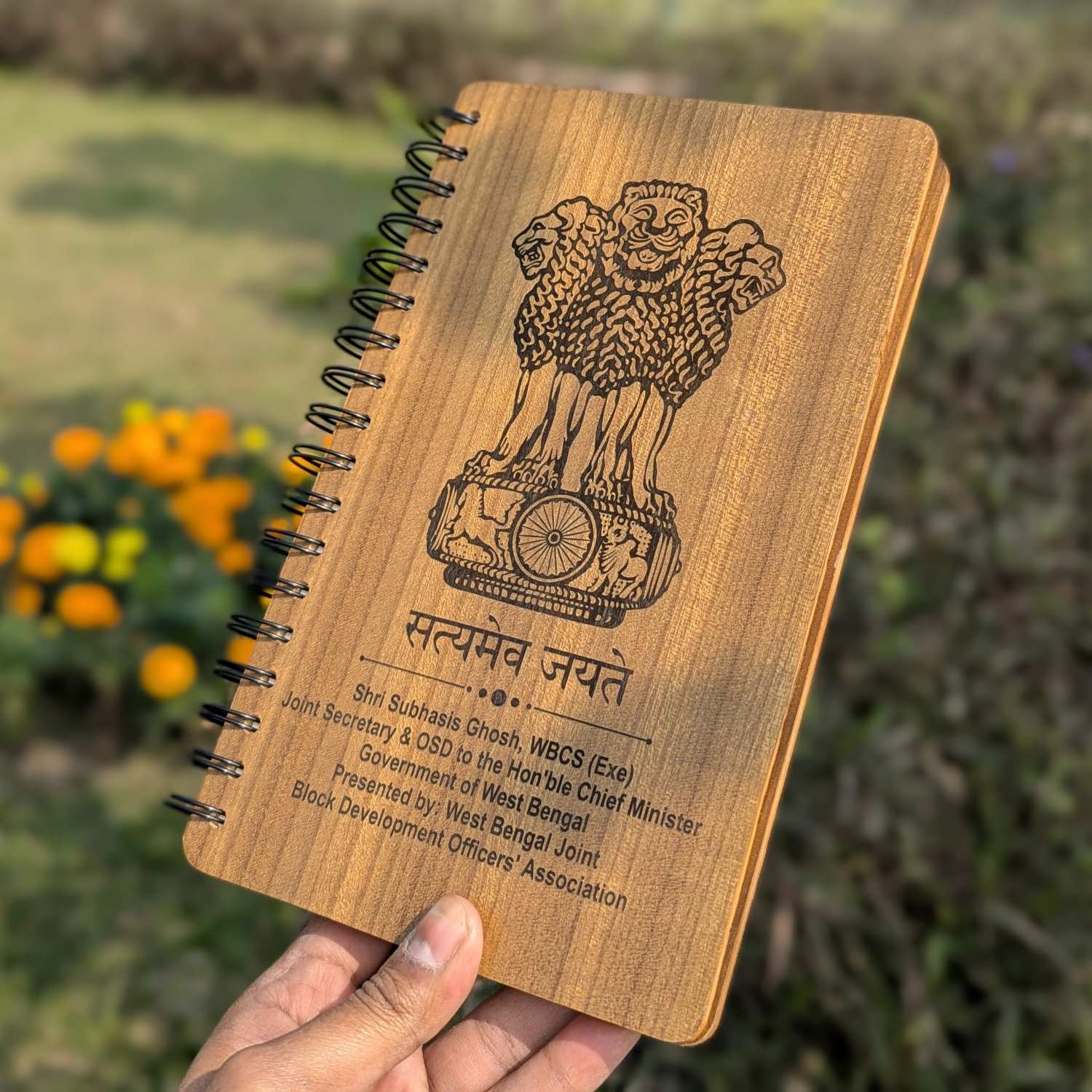 Ashok Stambh Engraved Wood Diary | Ashoka Pillar National Emblem Wood Notebook - Image 11