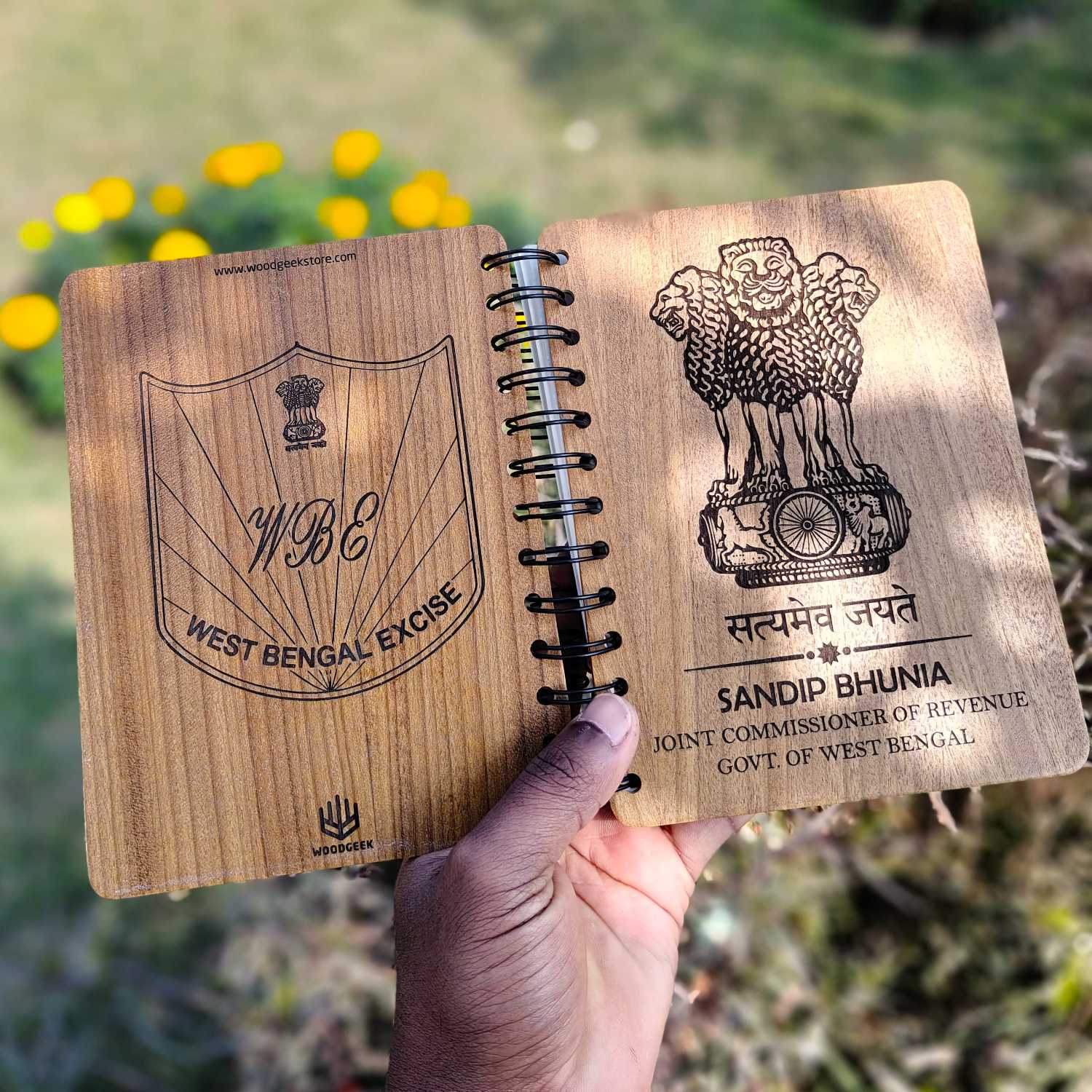 Ashok Stambh Engraved Wood Diary | Ashoka Pillar National Emblem Wood Notebook - Image 12