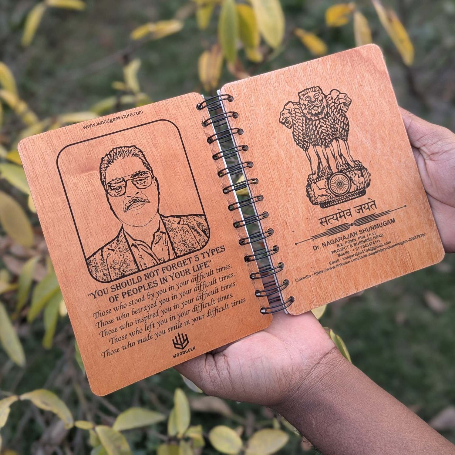 Ashok Stambh Engraved Wood Diary | Ashoka Pillar National Emblem Wood Notebook - Image 13