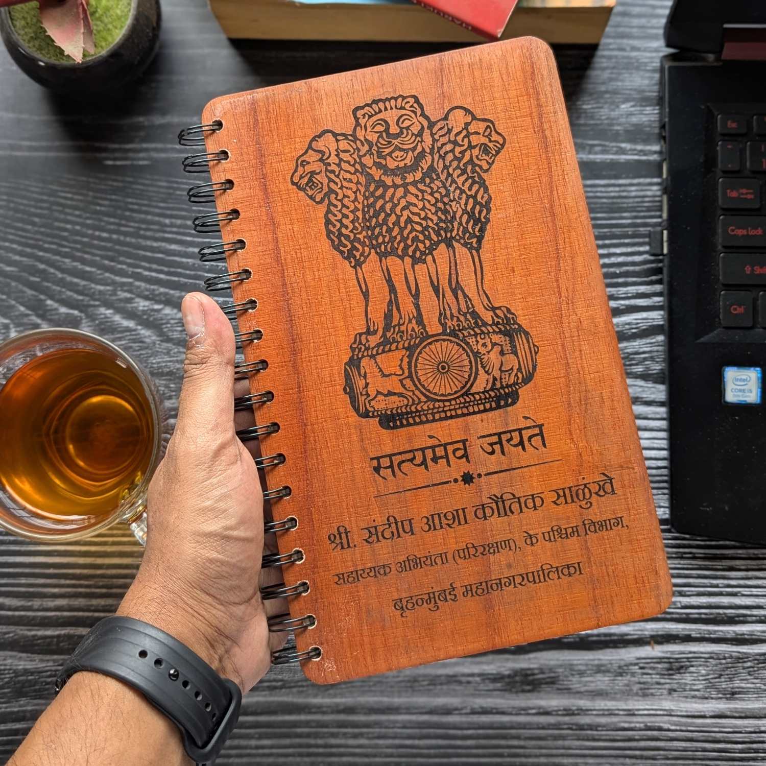 Ashok Stambh Engraved Wood Diary | Ashoka Pillar National Emblem Wood Notebook - Image 17