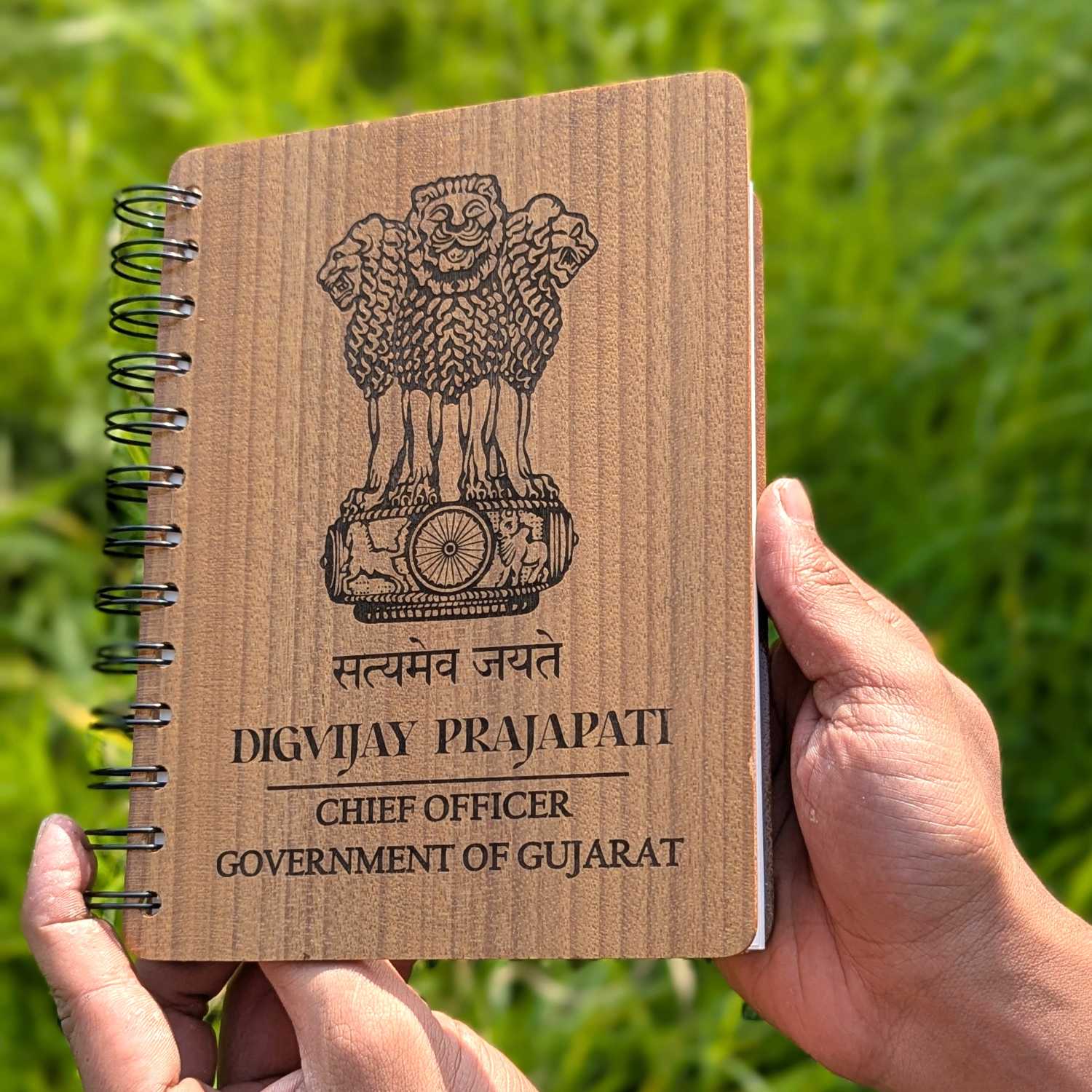 Ashok Stambh Engraved Wood Diary | Ashoka Pillar National Emblem Wood Notebook - Image 18