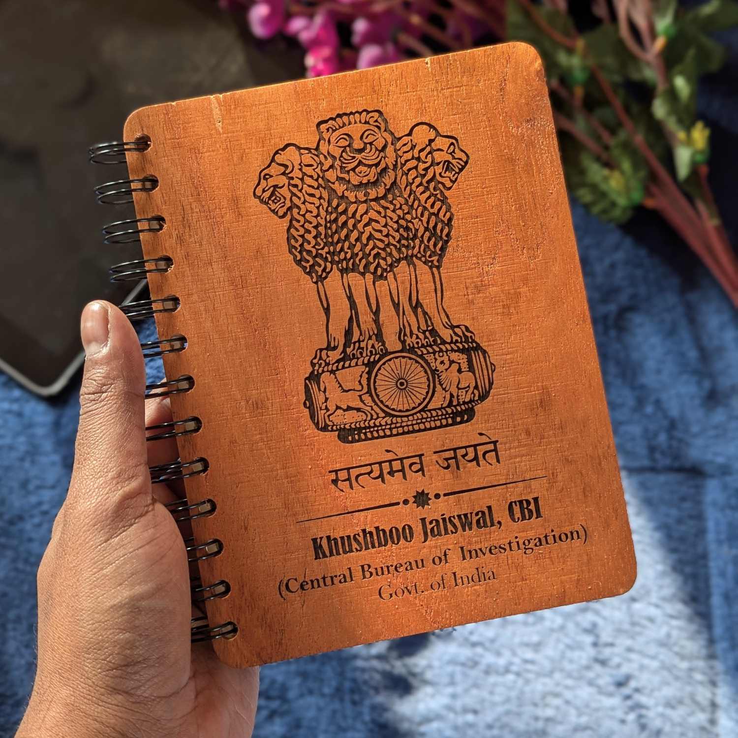 Ashok Stambh Engraved Wood Diary | Ashoka Pillar National Emblem Wood Notebook - Image 22