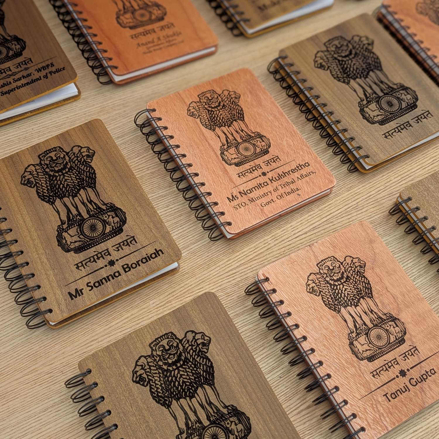 Ashok Stambh Engraved Wood Diary | Ashoka Pillar National Emblem Wood Notebook - Image 5
