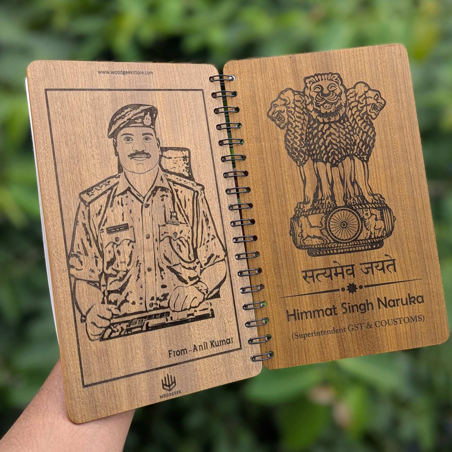 Ashok Stambh Engraved Wood Diary | Ashoka Pillar National Emblem Wood Notebook - Image 7