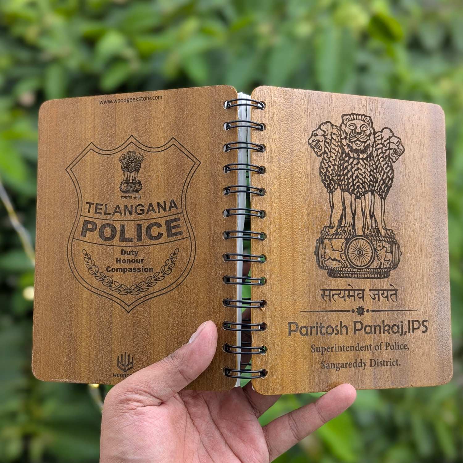 Ashok Stambh Engraved Wood Diary | Ashoka Pillar National Emblem Wood Notebook - Image 8