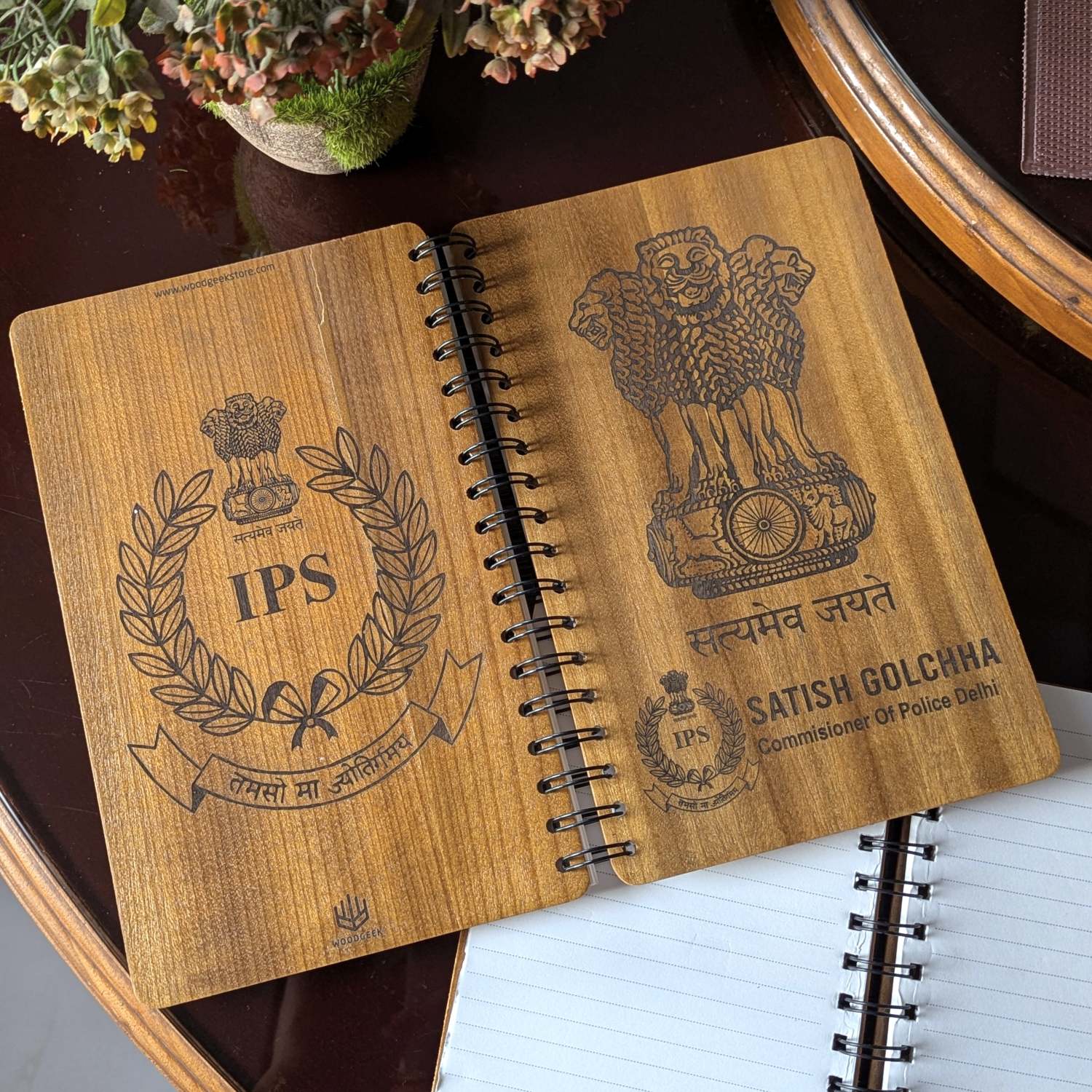 Ashok Stambh Engraved Wood Diary | Ashoka Pillar National Emblem Wood Notebook - Image 9