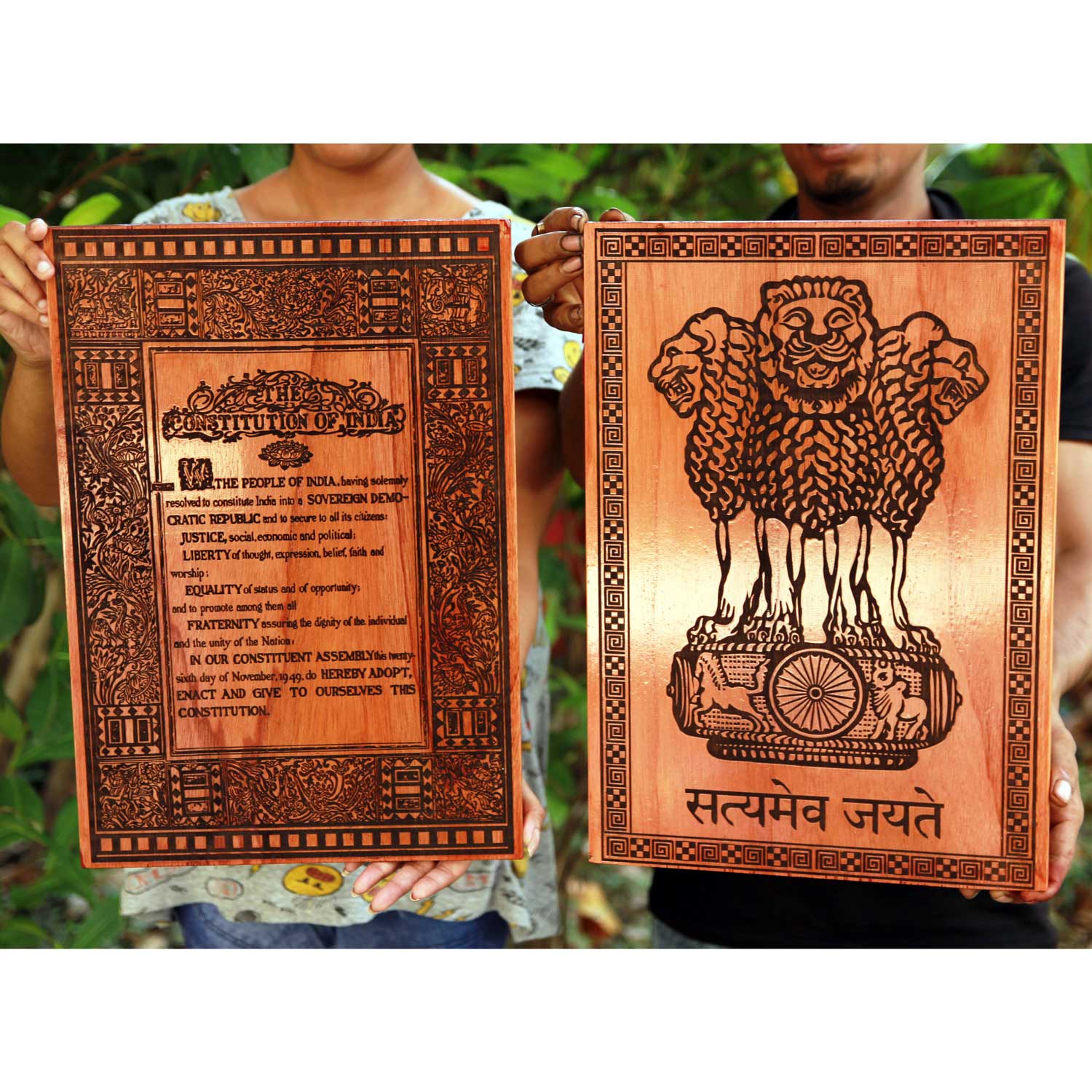 Ashok Stambh Engraved Wood Plaque | Ashoka Pillar National Emblem - Image 6