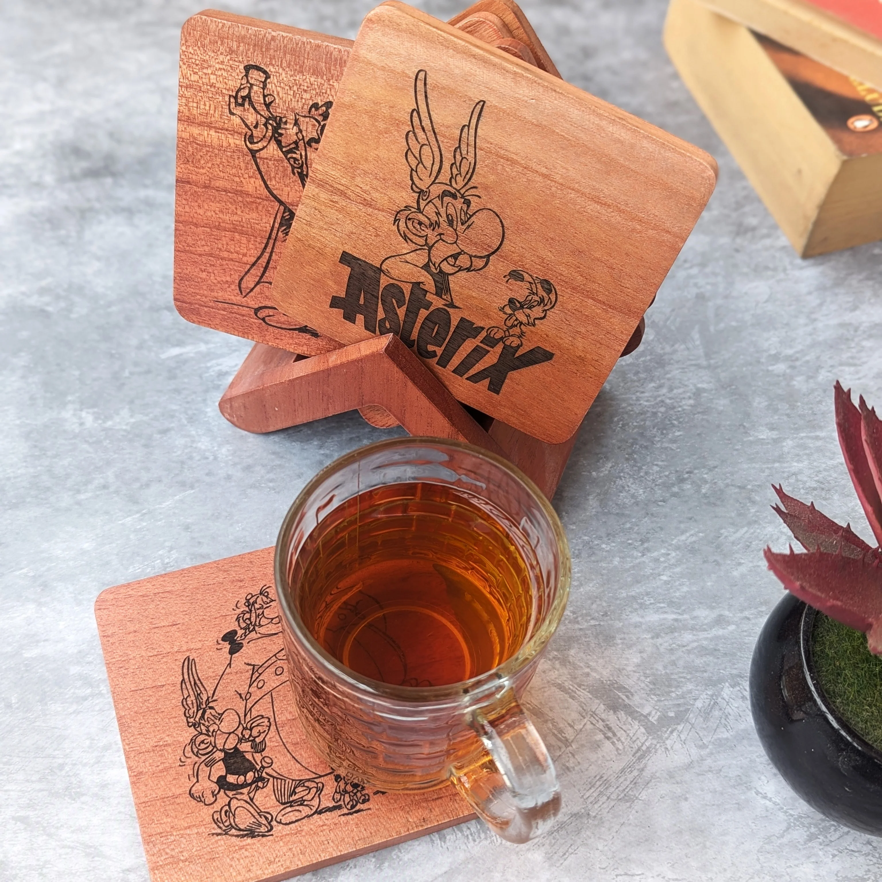 Asterix & Obelix Wooden Coasters Set of 6 | Gift For Asterix Fans - Image 3