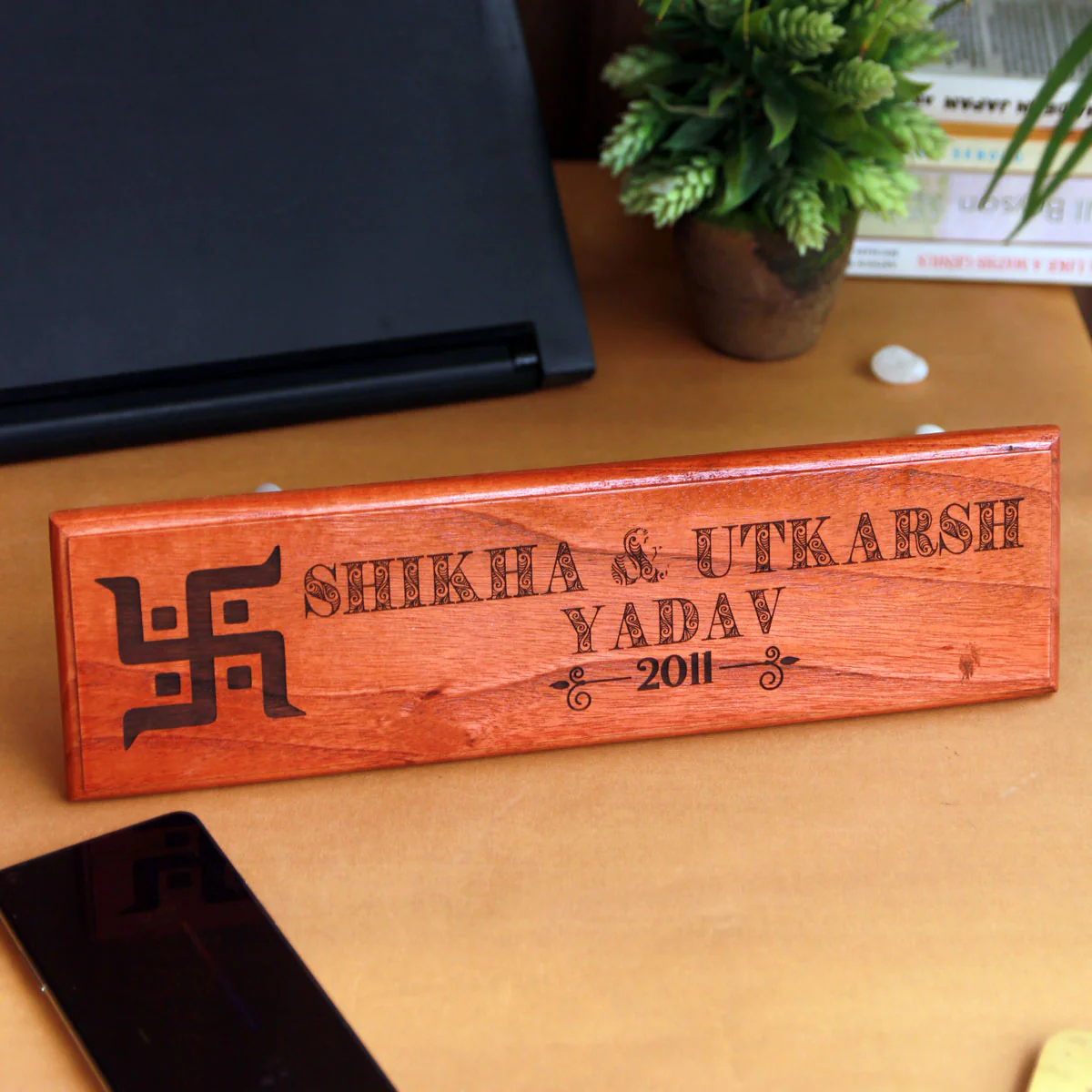 Auspicious Home Name Plate - Personalized Wooden Nameplate - Image 2