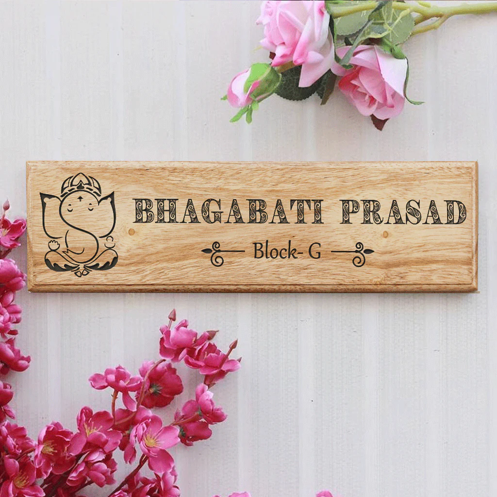 Auspicious Home Name Plate - Personalized Wooden Nameplate - Image 4
