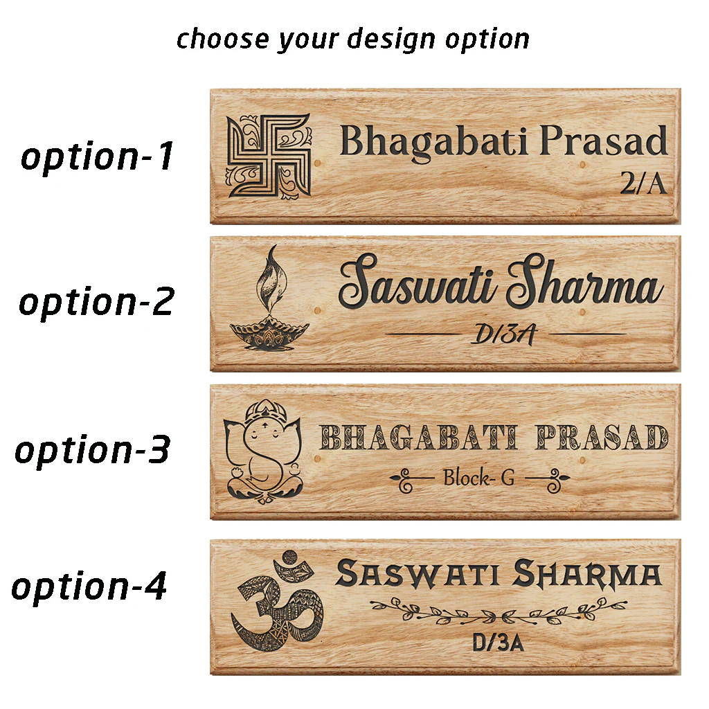 Auspicious Home Name Plate - Personalized Wooden Nameplate - Image 5