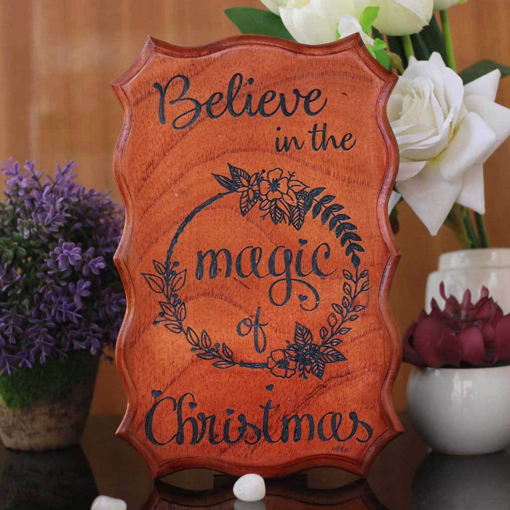 Believe In The Magic Of Christmas Engraved Wood Sign - Image 2