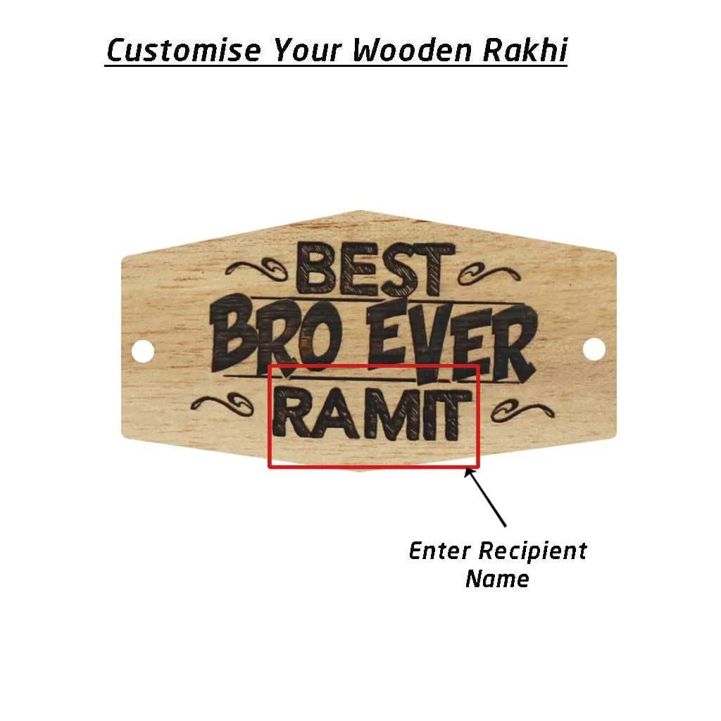 Best Bro Ever - Personalised Wooden Rakhi & Greeting Card - Image 5