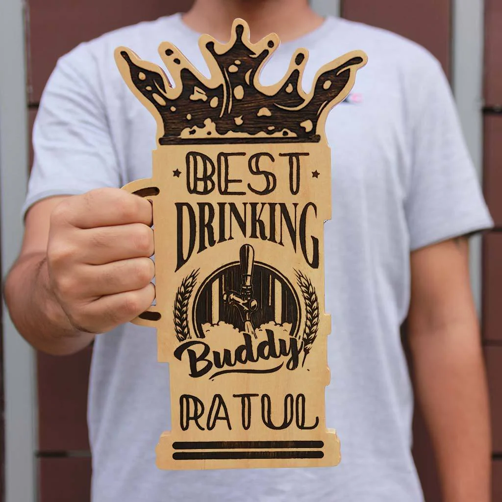 Best Drinking Buddy Personalized Wooden Award Plaque - Image 2