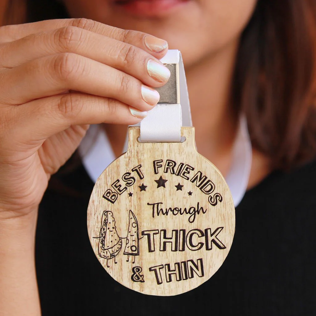 Best Friends Through Thick & Thin Wooden Medal - Image 2