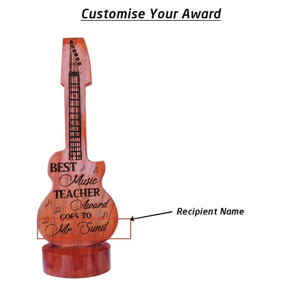 Best Music Teacher - Personalized Wooden Guitar Award - Image 2
