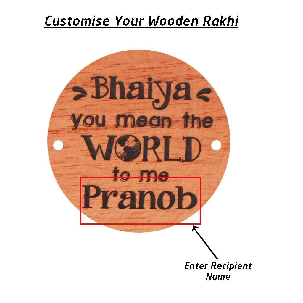 Bhaiya You Mean The World To Me - Personalised Wooden Rakhi & Greeting Card - Image 5