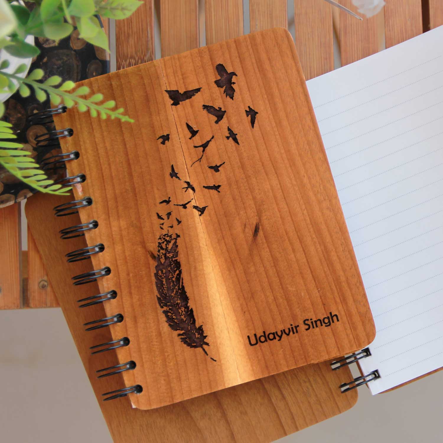 Birds of a Feather - Personalized Wooden Notebook - Image 3