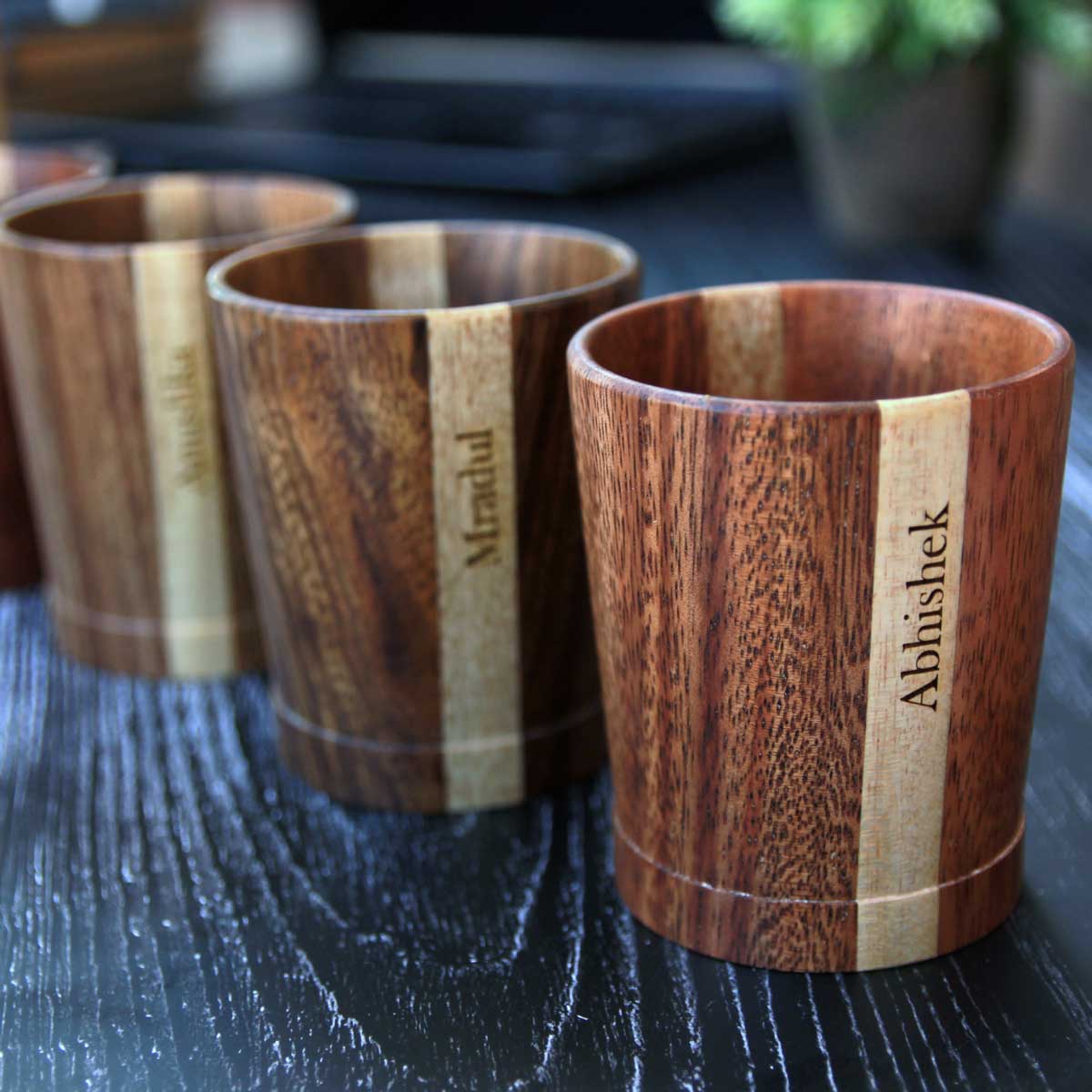 Blessed In Love Personalized Wooden Glasses | Birthday Gift For Husband & Wife - Image 3