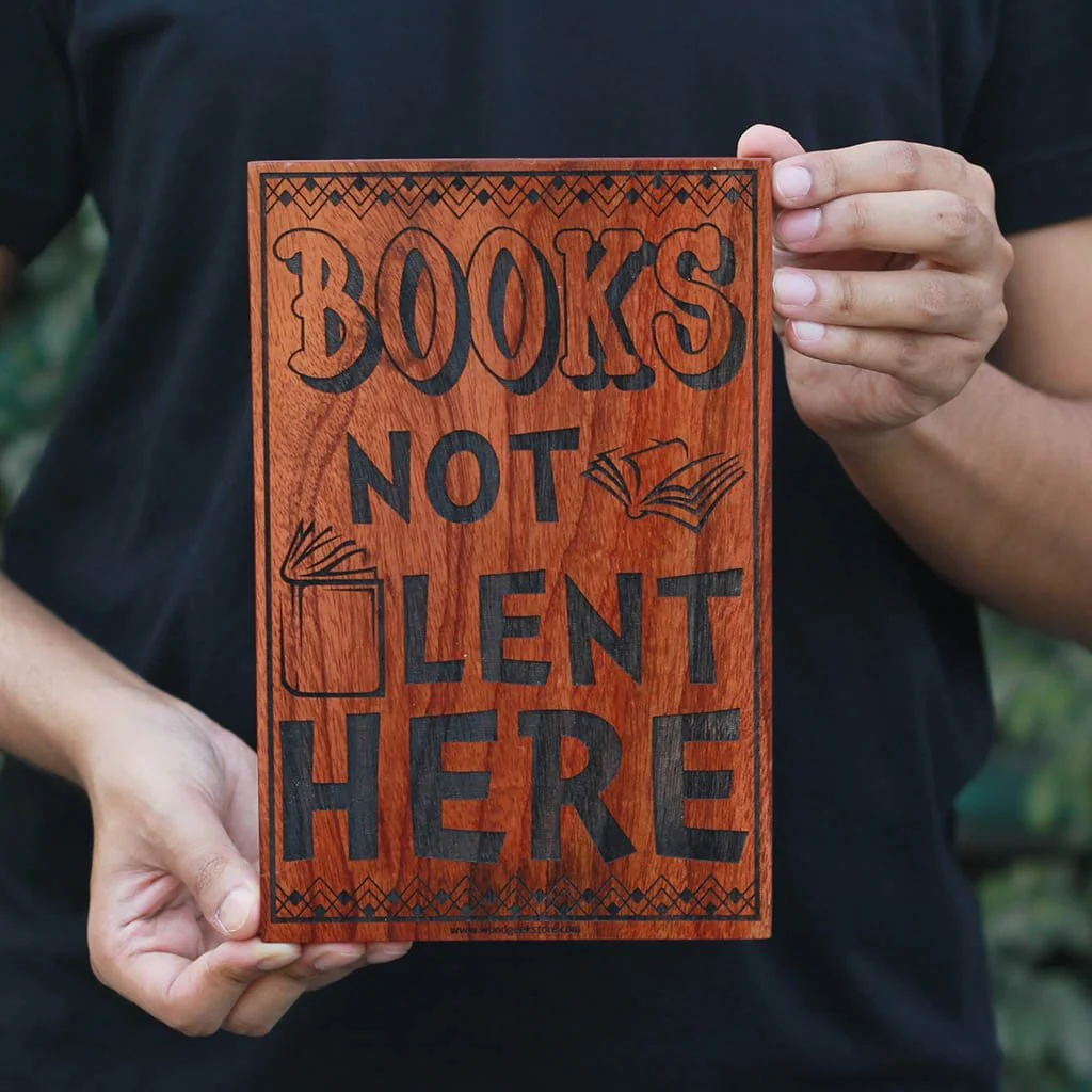 Books Not Lent Here Engraved Wood Sign - Image 3