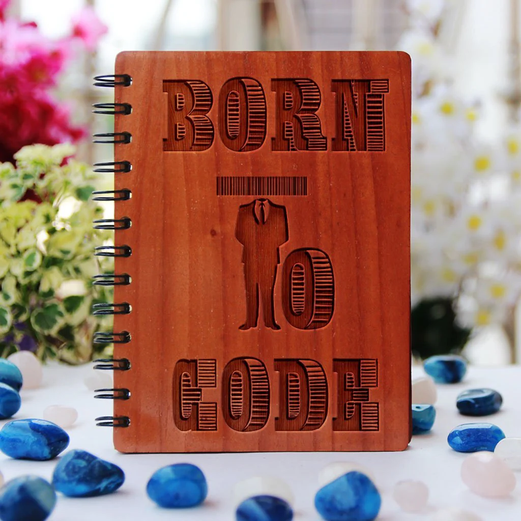Born To Code - Personalized Wooden Notebook - Image 2