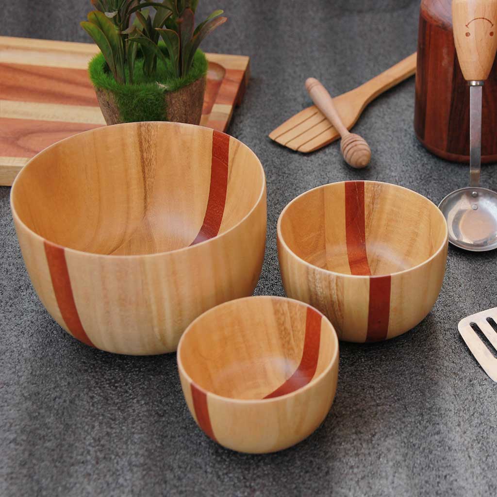 Bowls handmade from wood | Wooden bowls - Set of 3 | Bowls Online - Image 3