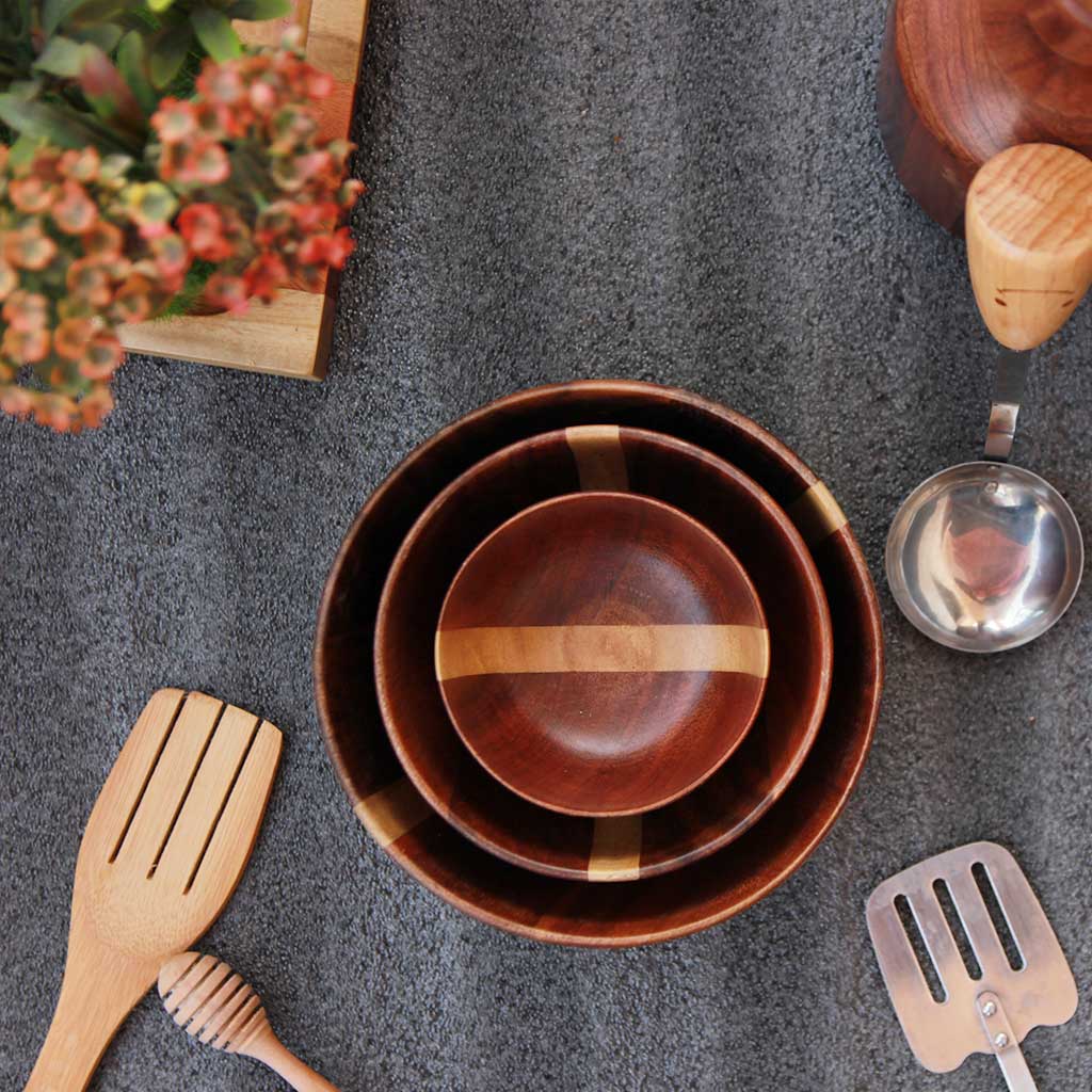 Bowls handmade from wood | Wooden bowls - Set of 3 | Bowls Online - Image 4