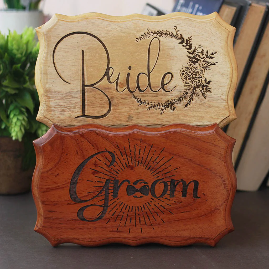 Bride & Groom / Team Bride & Team Groom Wooden Wedding Sign - Image 3