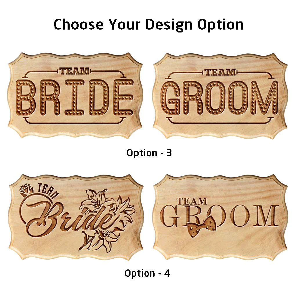 Bride & Groom / Team Bride & Team Groom Wooden Wedding Sign - Image 6