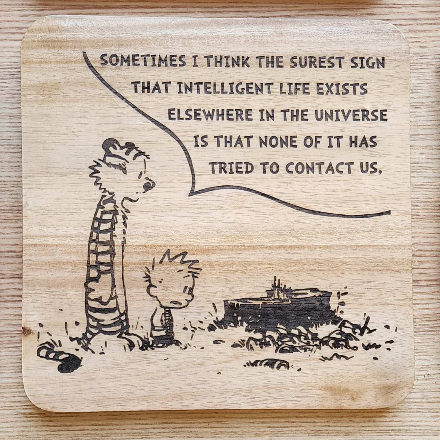 Calvin and Hobbes - Engraved Wooden Coasters - 9 Pieces - Image 12