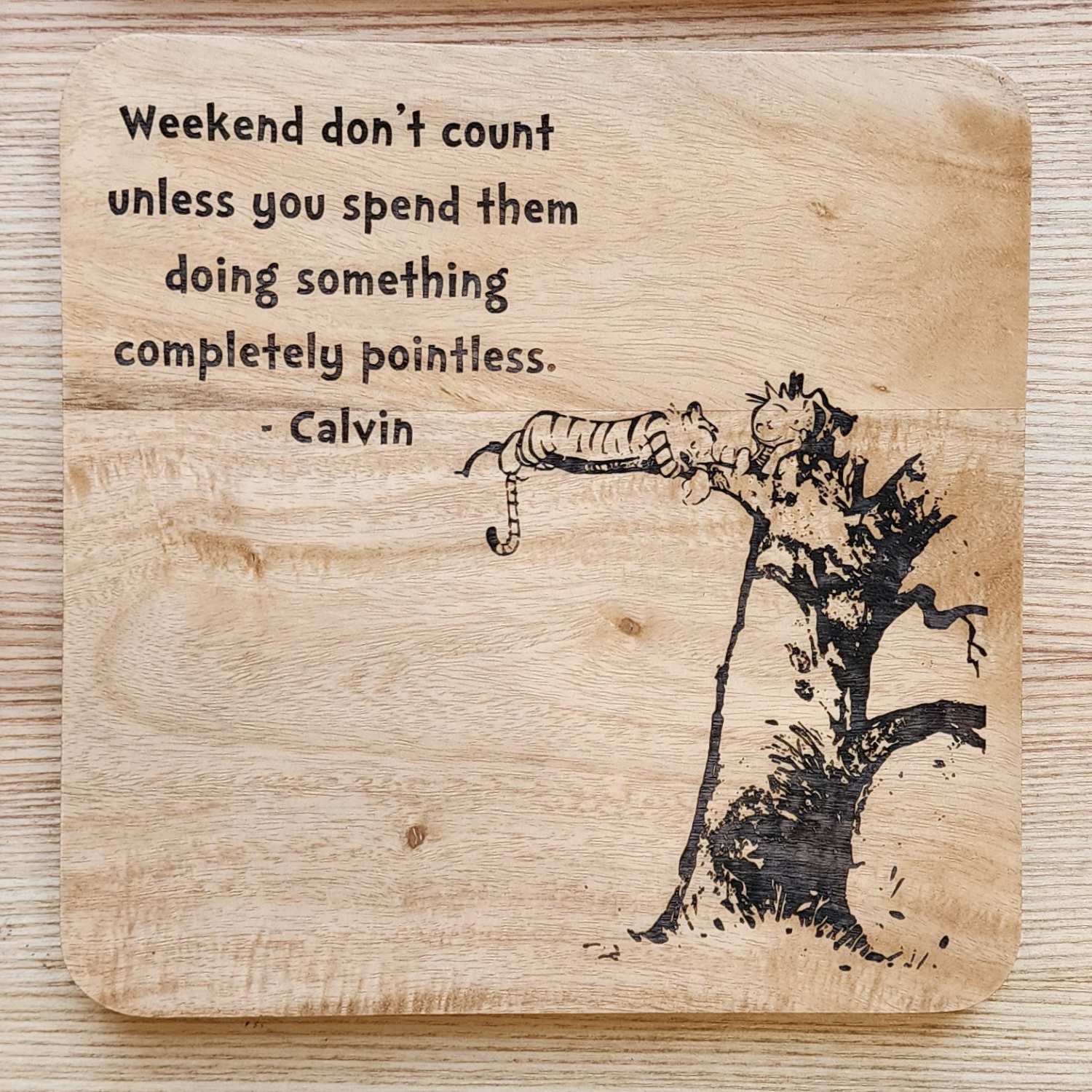Calvin and Hobbes - Engraved Wooden Coasters - 9 Pieces - Image 15