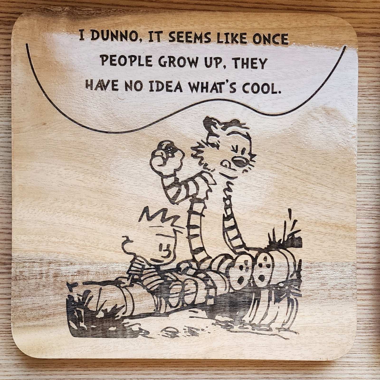 Calvin and Hobbes - Engraved Wooden Coasters - 9 Pieces - Image 9