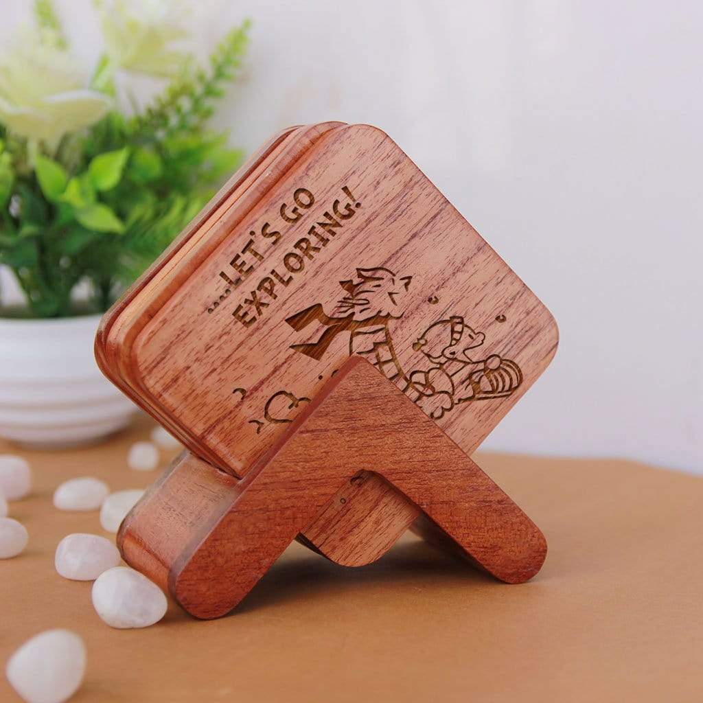 Calvin and Hobbes - Wooden Coaster Set With Holder - Image 5