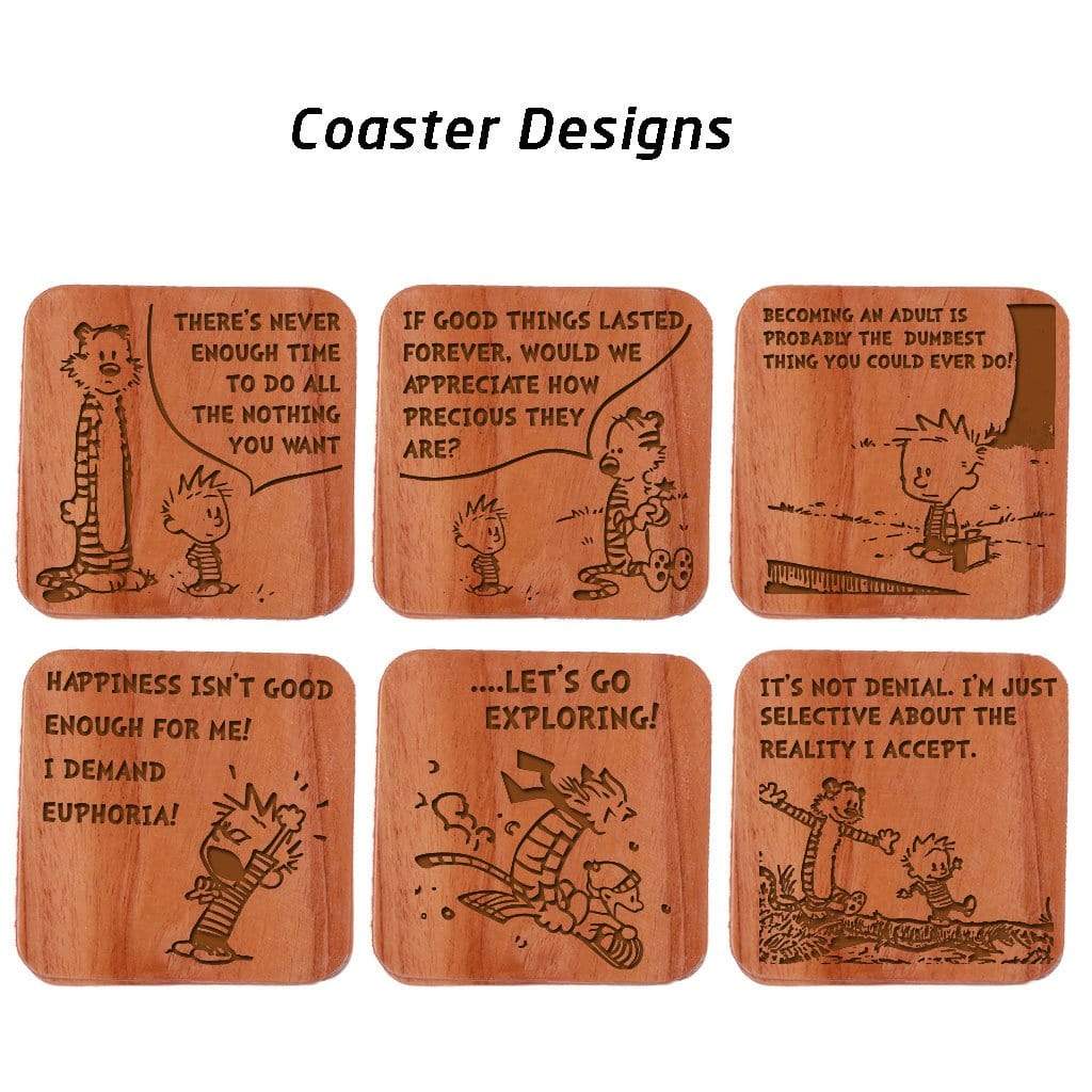 Calvin and Hobbes - Wooden Coaster Set With Holder - Image 8