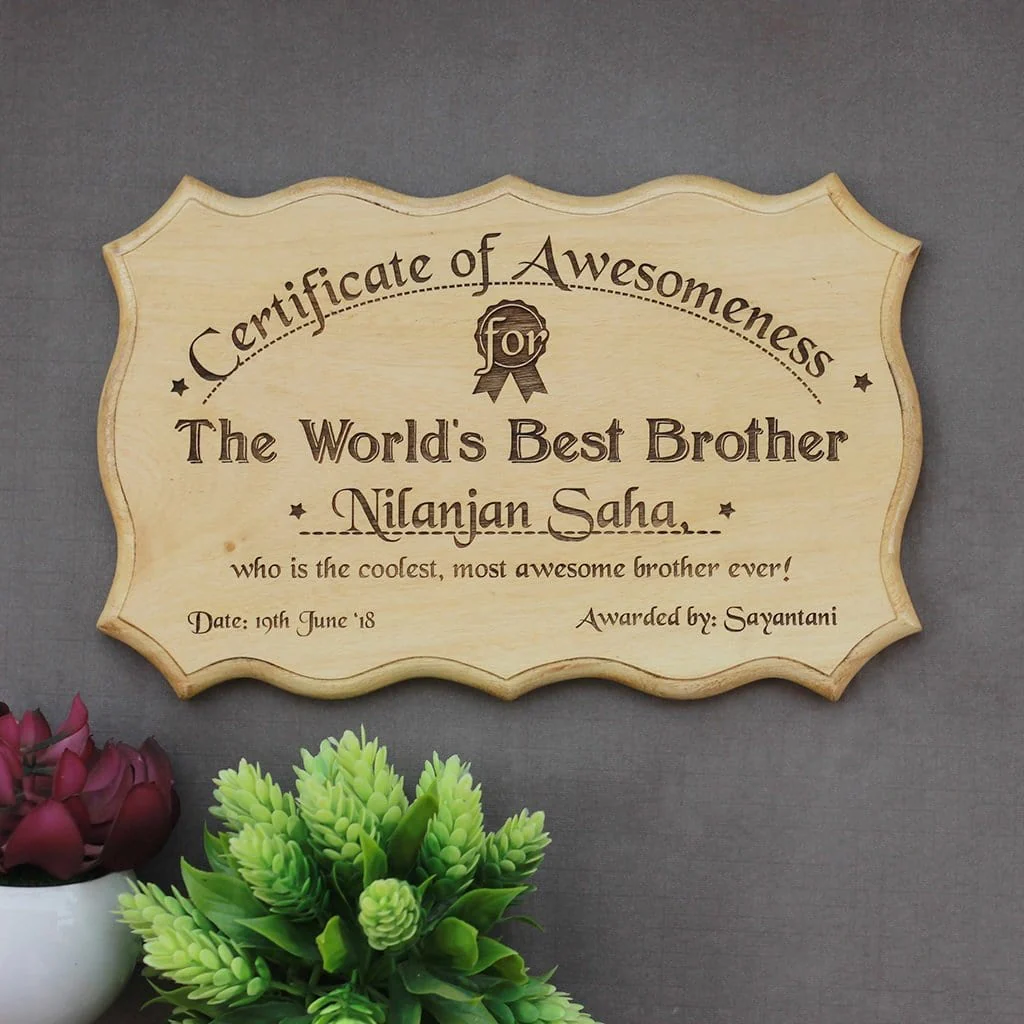 Wooden Certificate of Awesomeness for World's Best Brother - Image 3