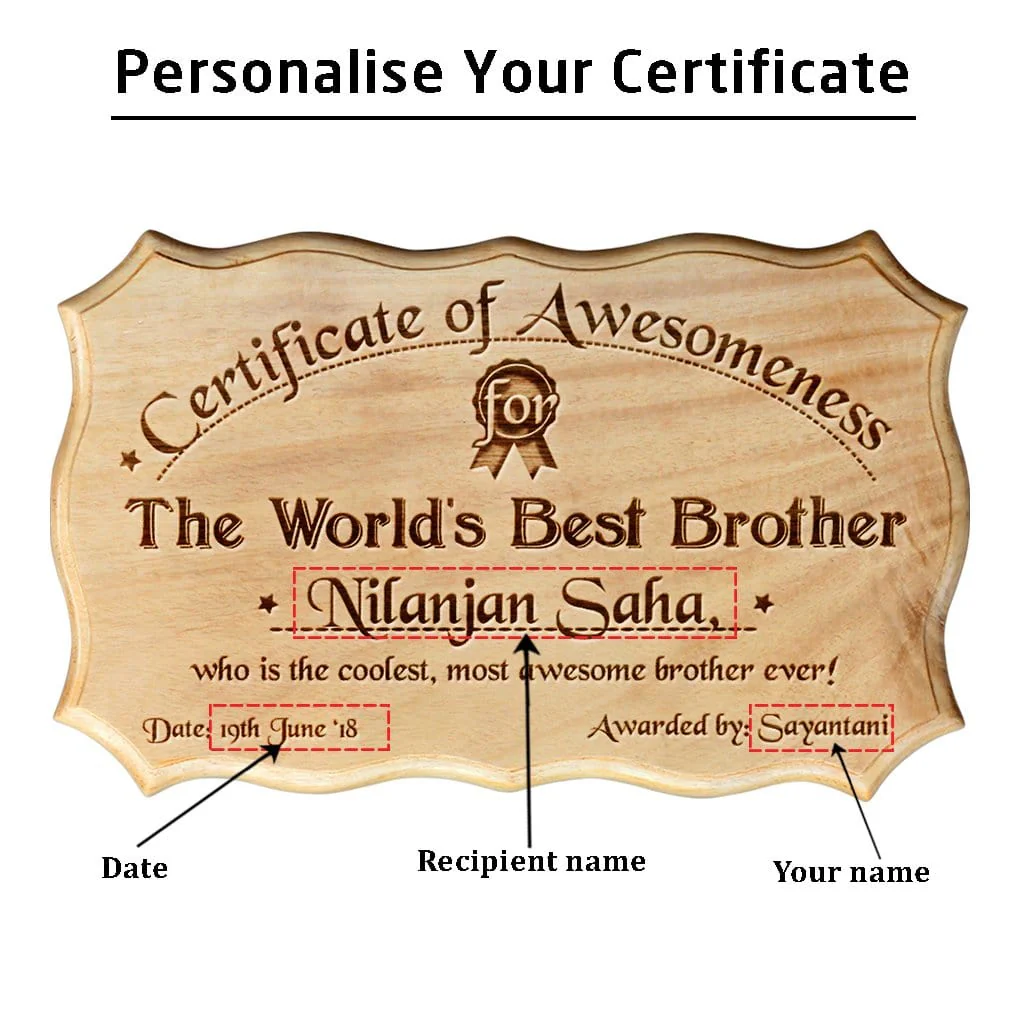 Wooden Certificate of Awesomeness for World's Best Brother - Image 4