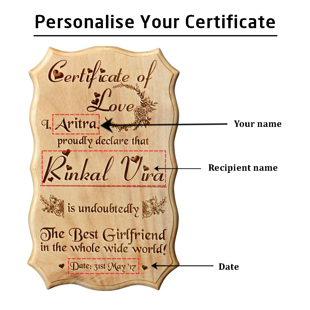 Wooden Certificate of Love for World's Best Girlfriend - Image 3