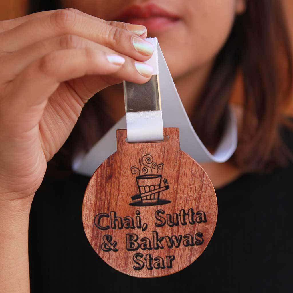 Chai Sutta and Bakwas Star Wooden Medal - Image 2
